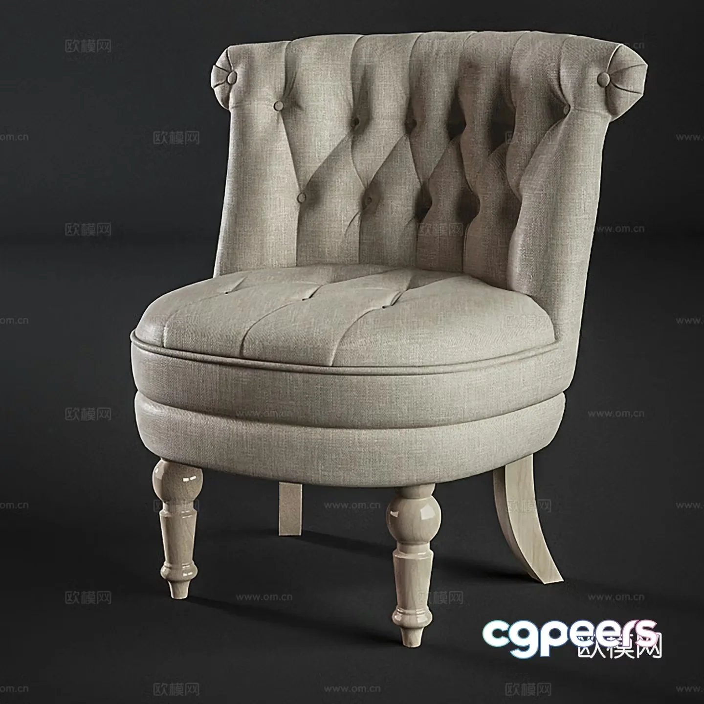 European casual chair cloth chair book chair single chair 3d model