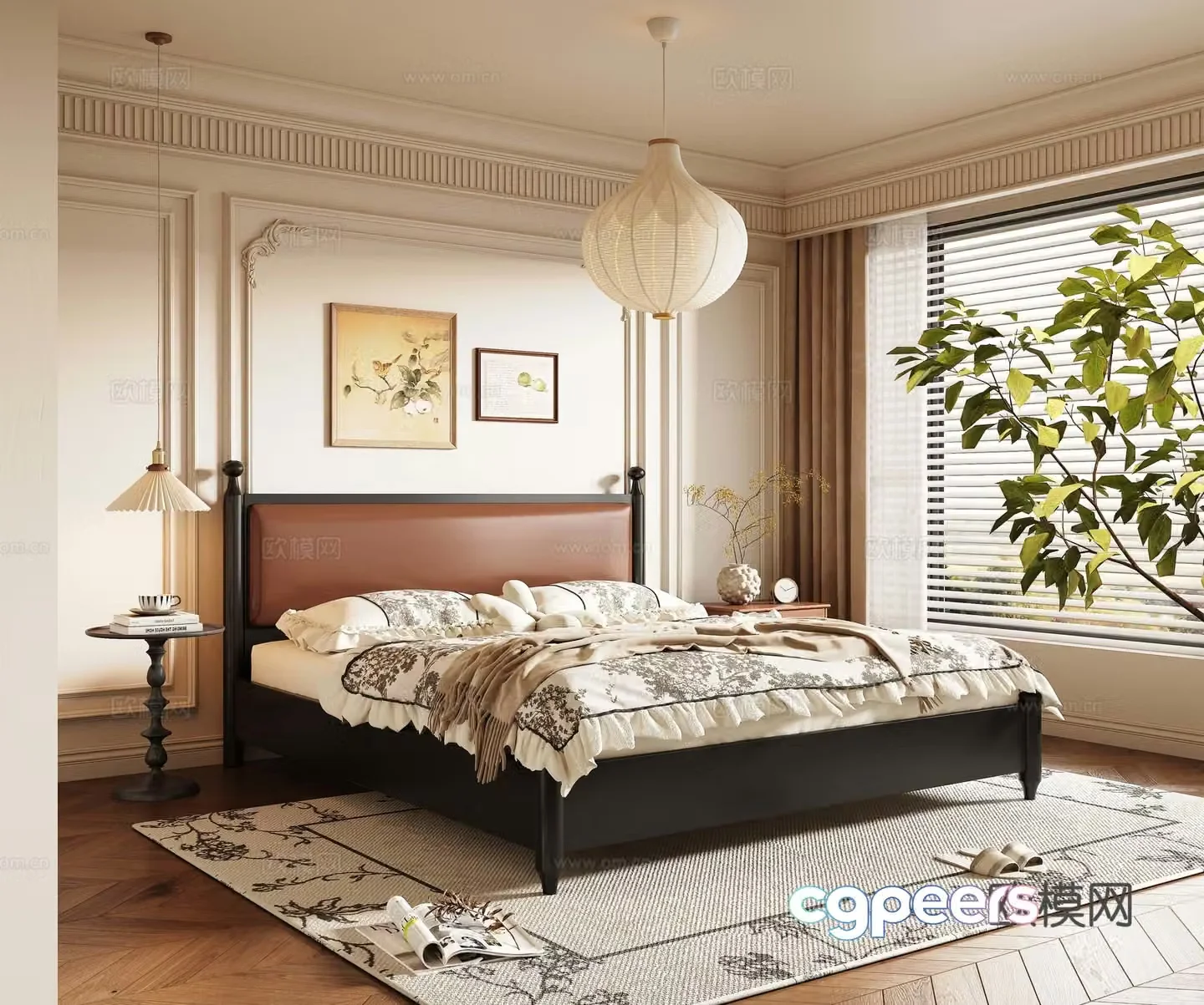 French retro style bedroom 3d model