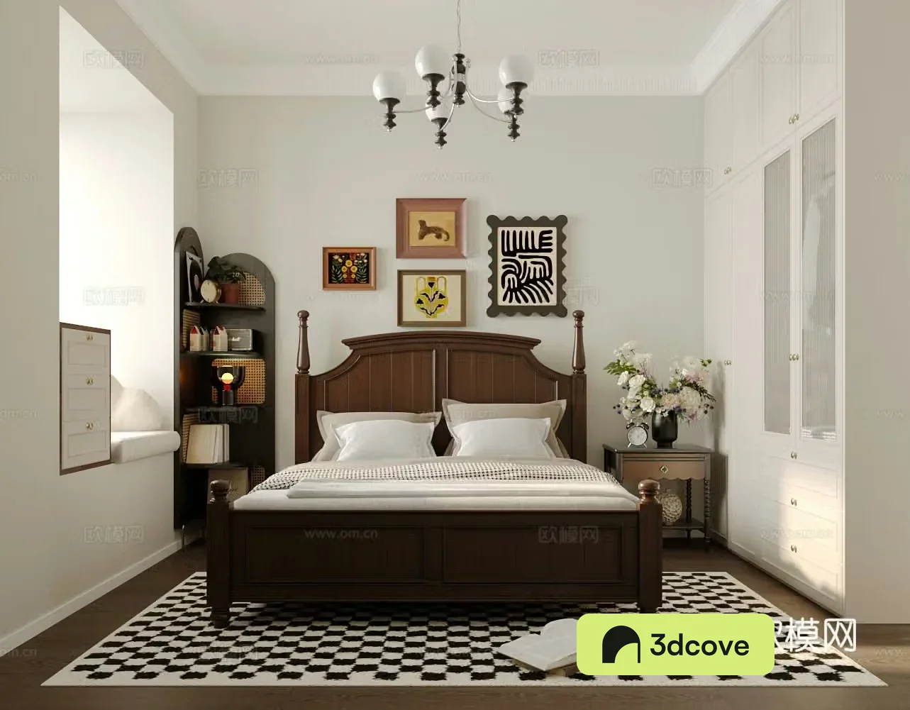 Middle-aged home bedroom master bedroom 3d model