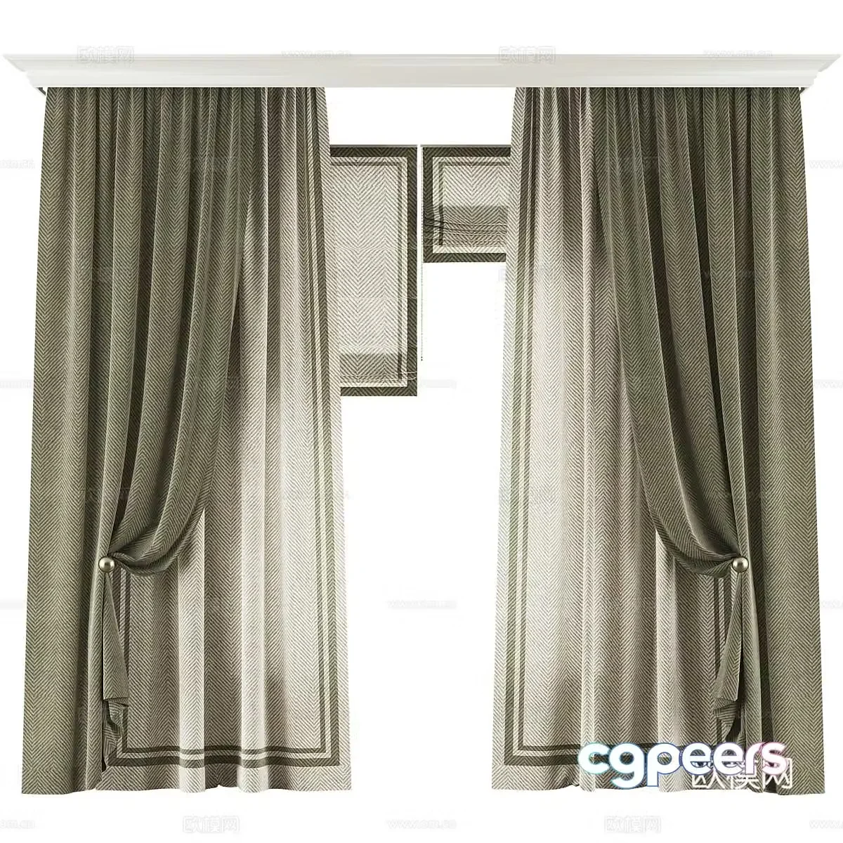 New Chinese style fabric curtain 3D model