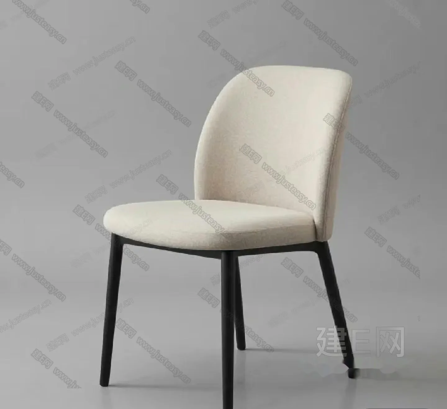 A Simple White Chair With A Curved Back 3D Model – 5442 – VRAY Render