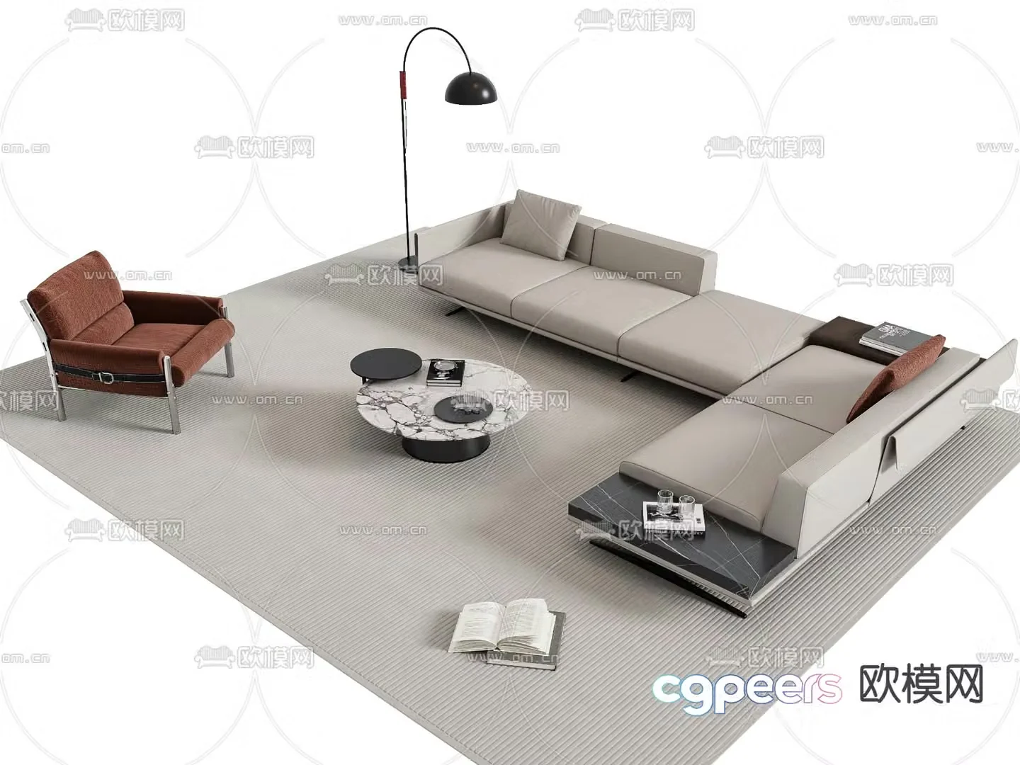 Modern sectional sofa 3d model