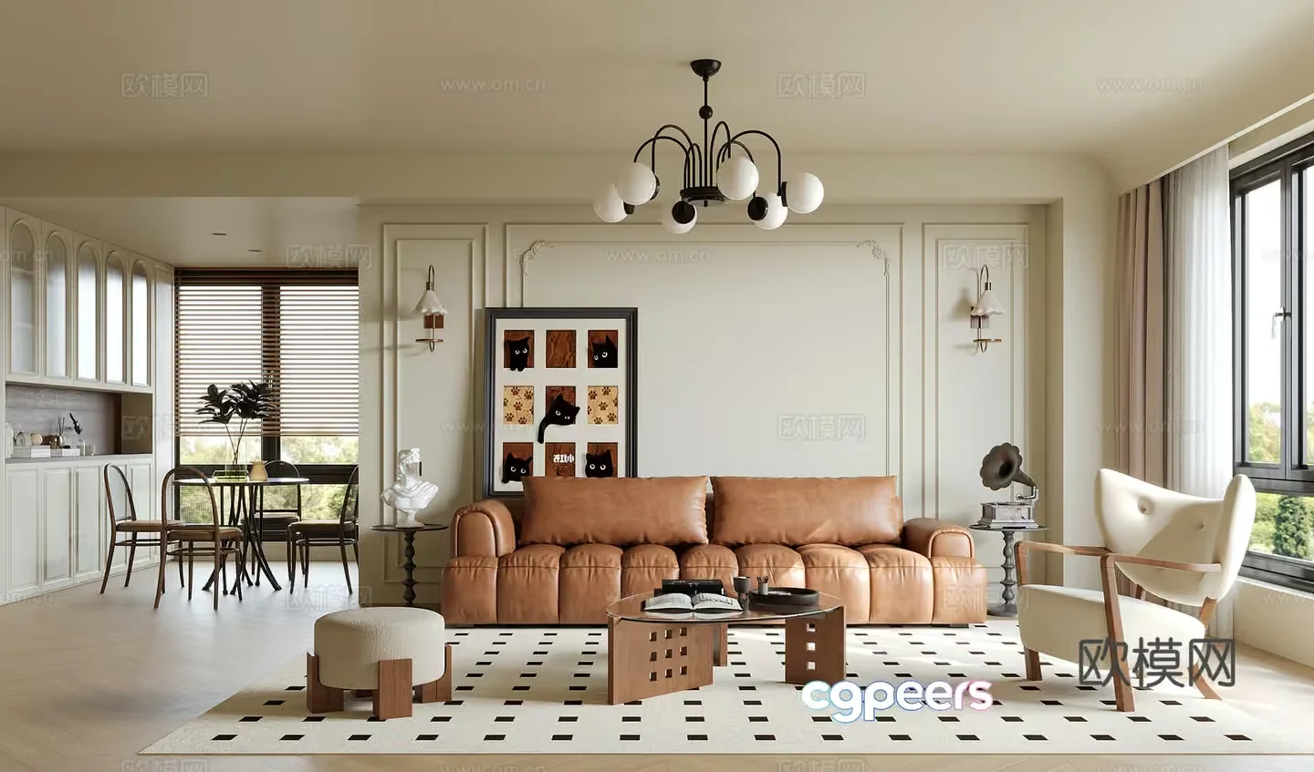 Modern Living Room 3D Model – 19531 – VRAY Render