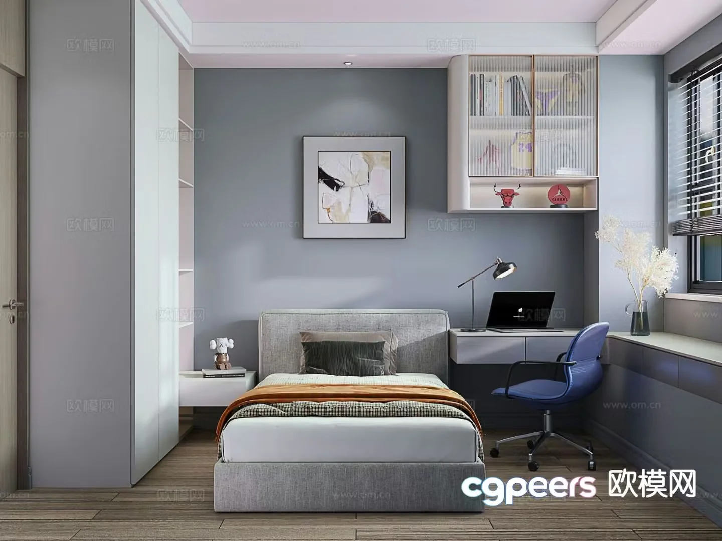 Modern second bedroom single room boy’s room 3d model