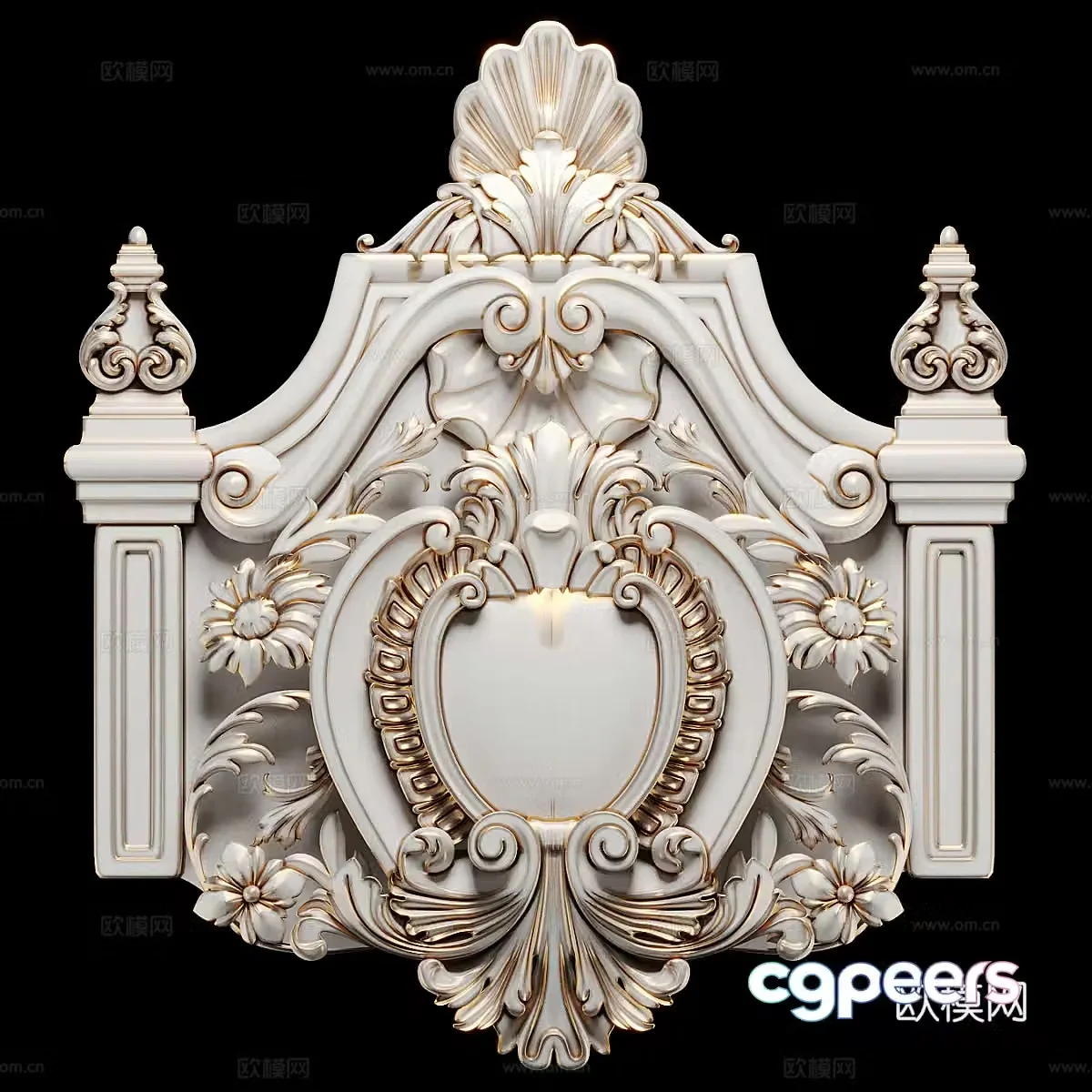 Decorative wood carving wood 3d model
