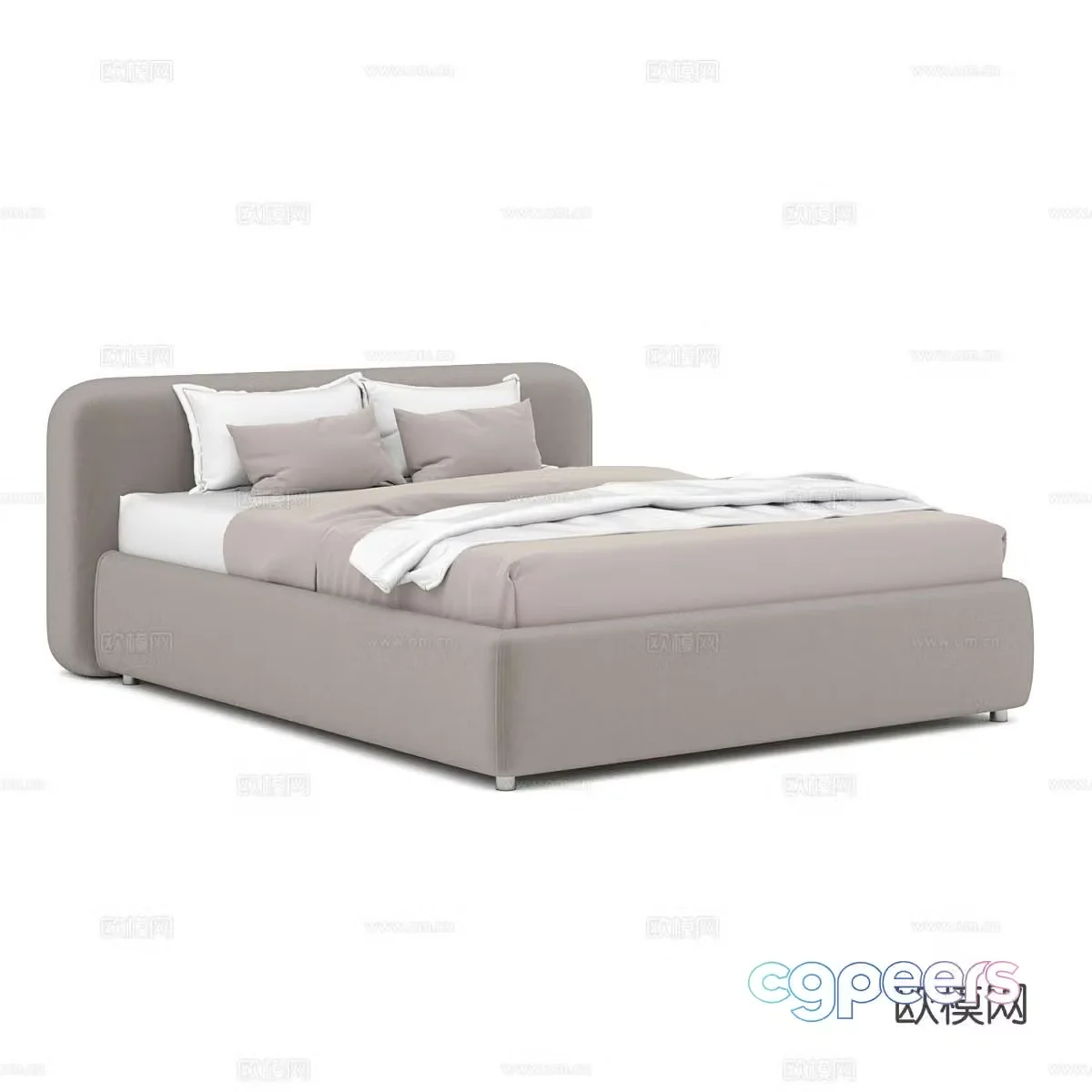 Modern minimalist double bed 3d model