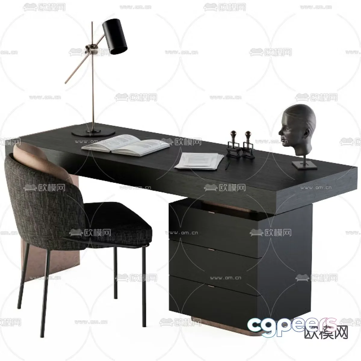 modern desk writing desk 3d model