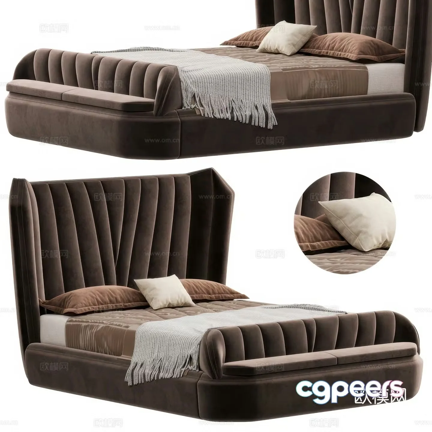 Modern light luxury HEMINGWAY Hemingway fabric double bed 3D model