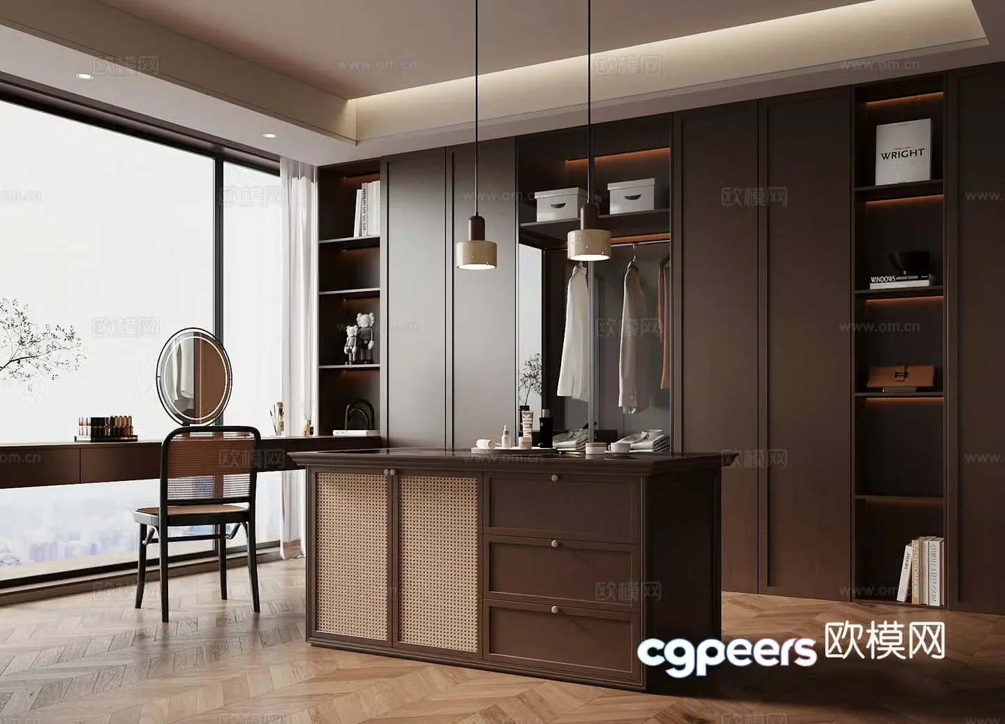 Middle-aged windbreaker jewelry cabinet wardrobe 3d model