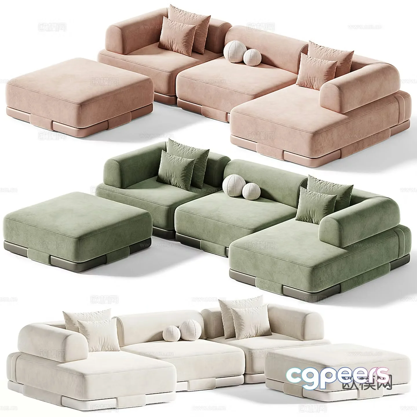 Modern multi-person sofa corner sofa 3d model