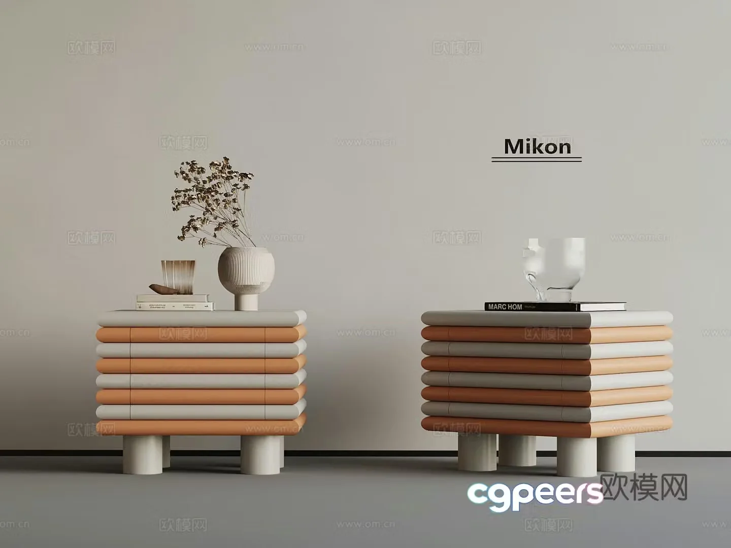 Modern bedside table decorative ornaments 3d model