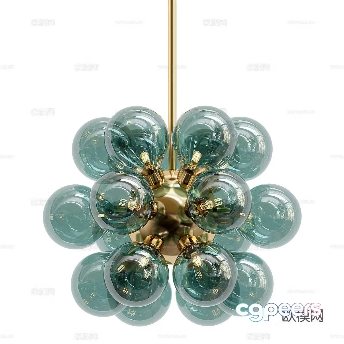 Modern light luxury spherical glass chandelier 3d model