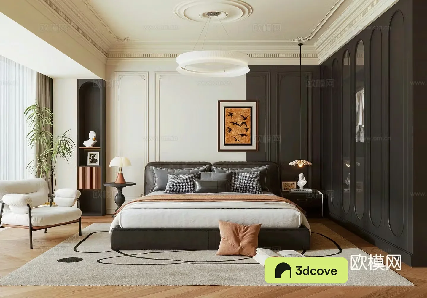 French medieval master bedroom French medieval double bed nightstand bedside table bedside chair leisure chair