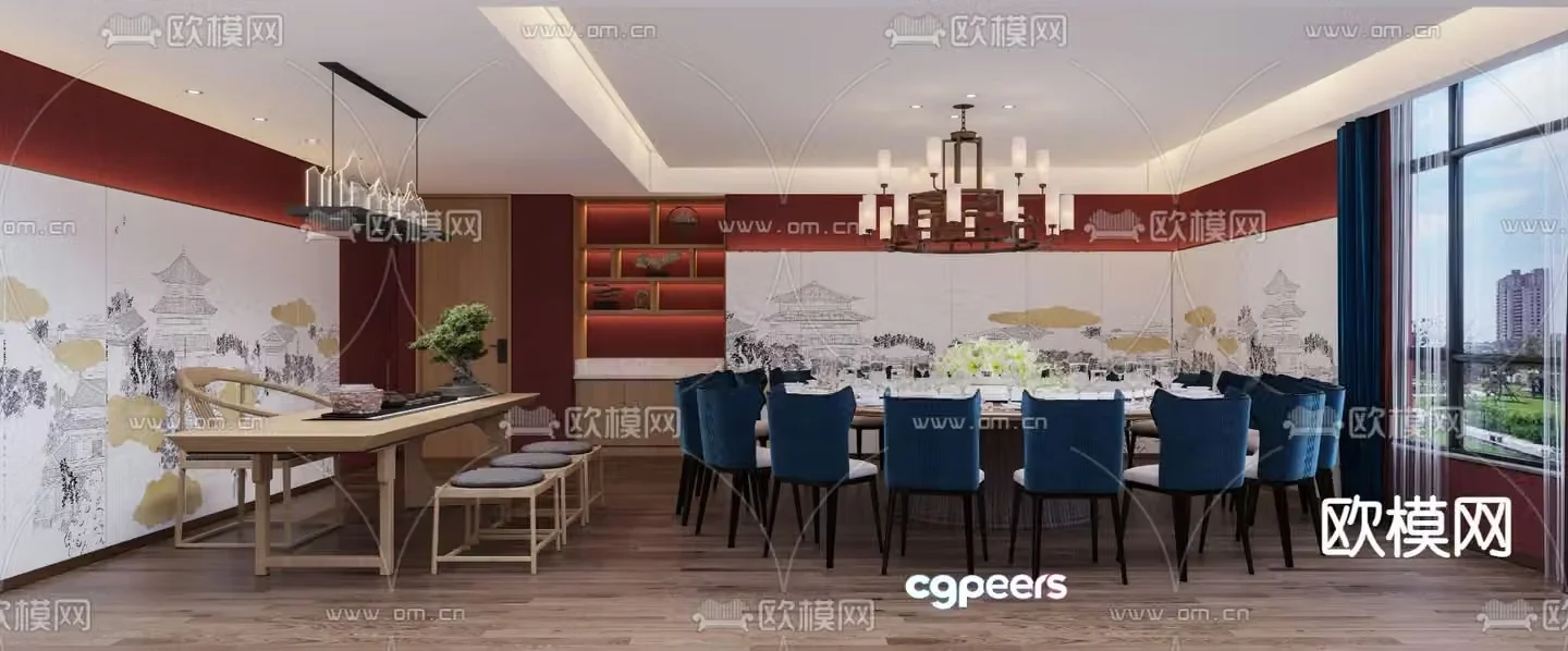 New Chinese restaurant private room private room 3D model