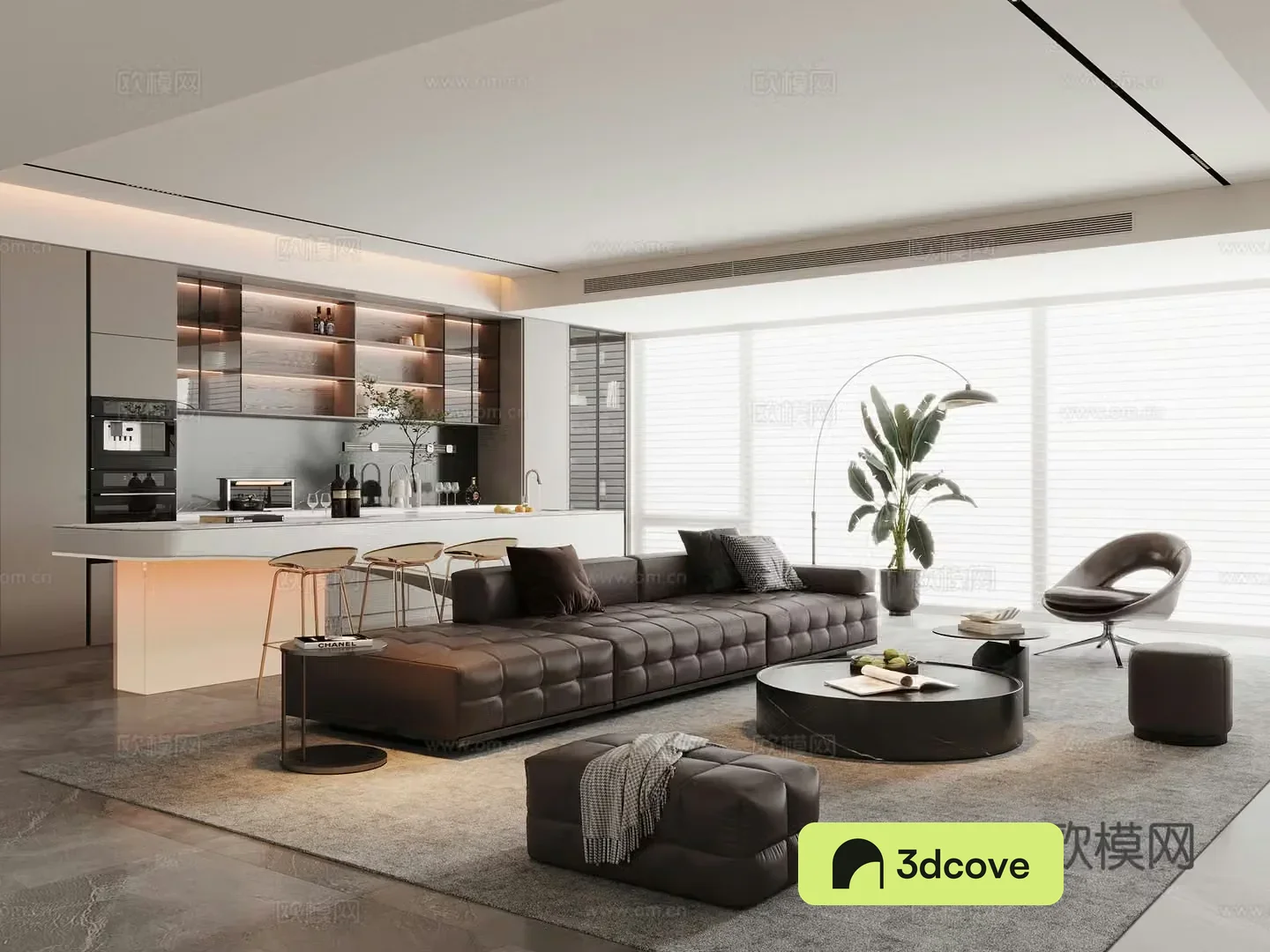 Modern living and dining room horizontal hall sofa and coffee table combination sofa chair dining table and chair sideboard wine cabinet