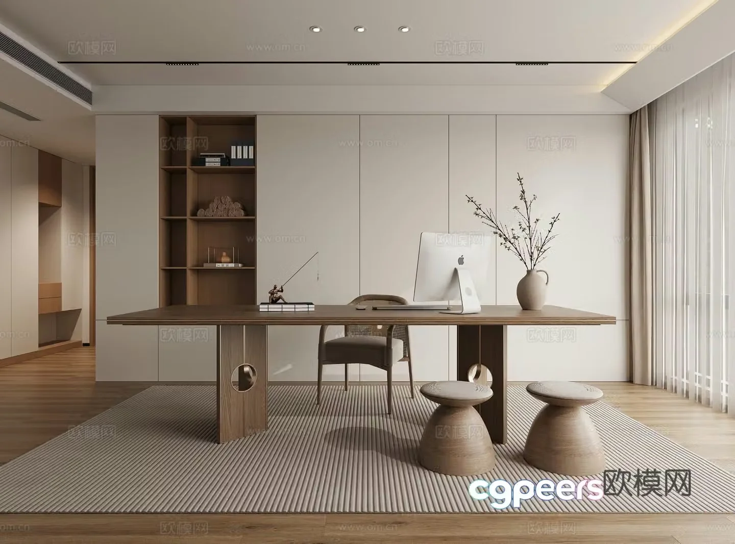 New Chinese style study room 3D model