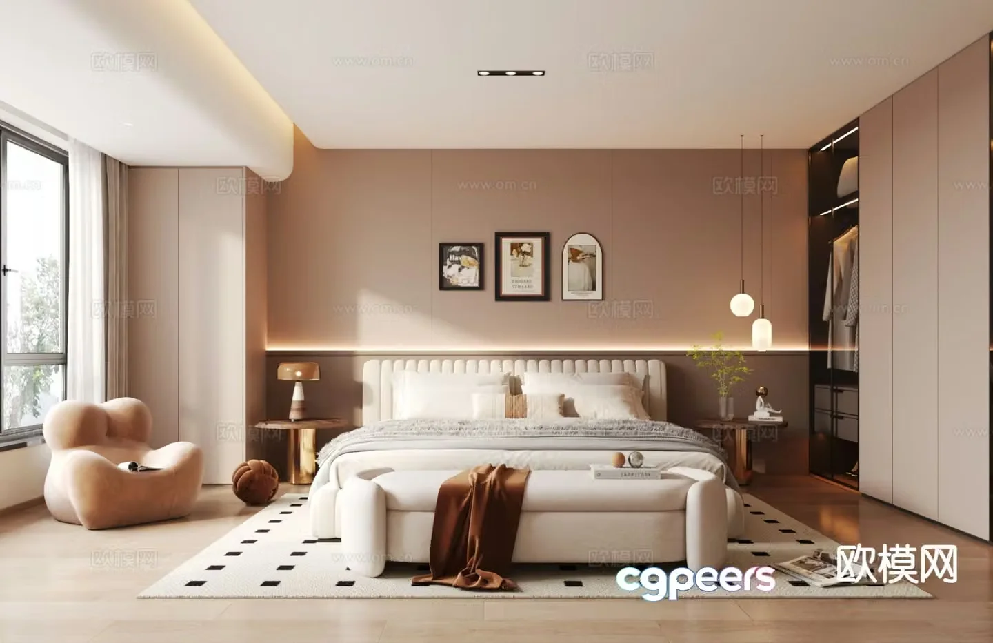 Cream style bedroom master bedroom 3d model