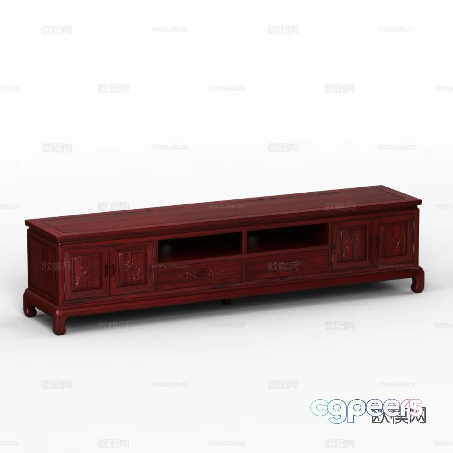 Chinese TV cabinet carved cabinet door solid wood mahogany 3D model