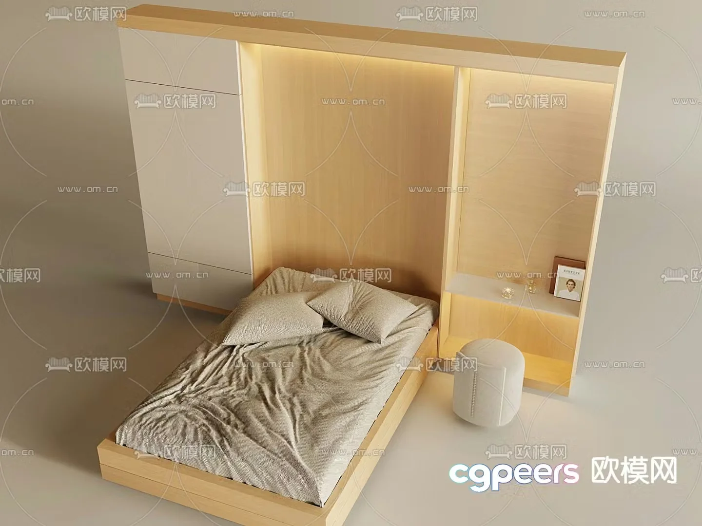 Modern folding bed single bed 3d model