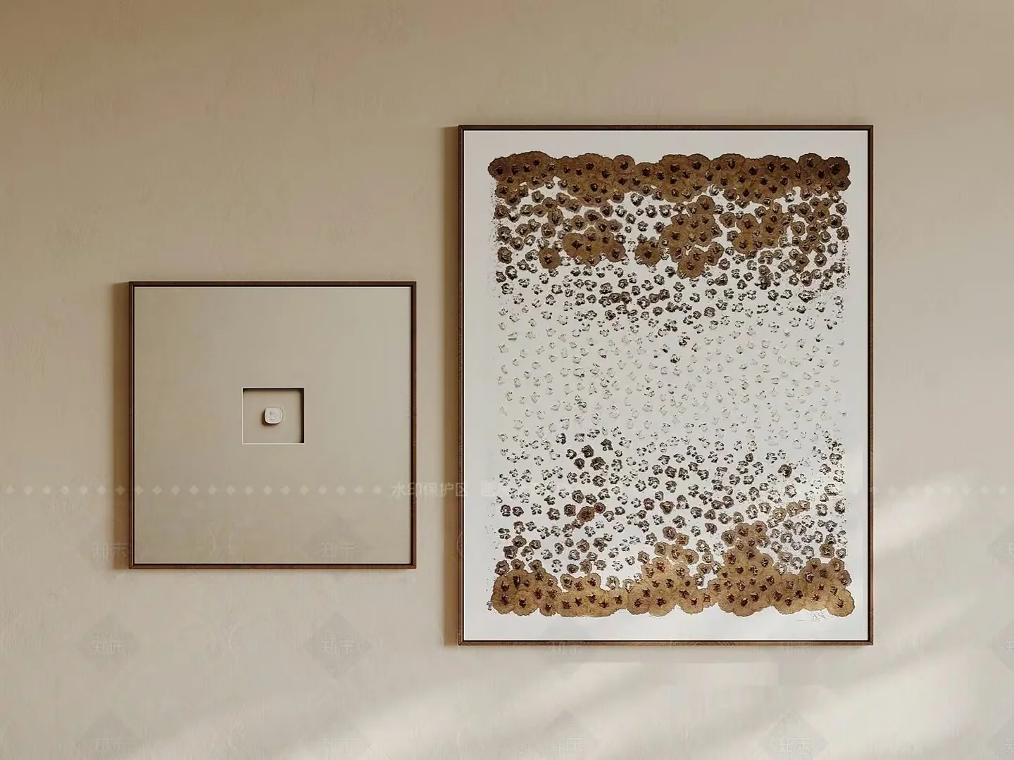 A Framed Artwork With A Beige And Gold Color Scheme 3D Model – 7160 – VRAY Render