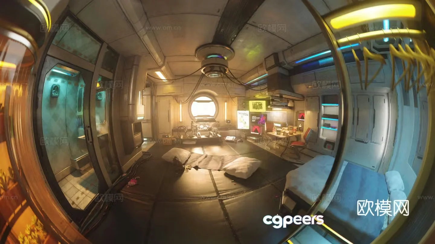 Modern cyberpunk science fiction scenes Indoor cyberpunk bedrooms Cyberpunk hotels Science fiction field 3d model