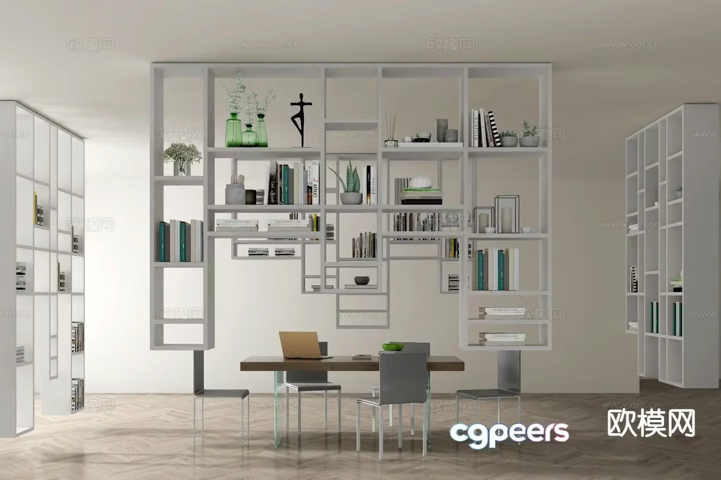 Modern bookshelf bookcase wall cabinet 3d model