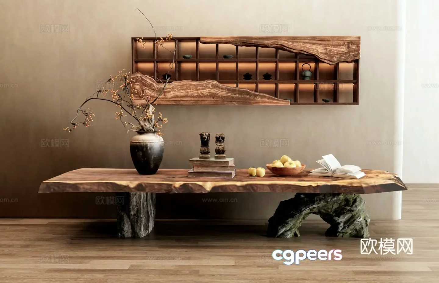 Wabi Sai Duanjing Desk case Duanjing Desk table tea cabinet wall cabinet antique shelf jewelry ornament combination 3D model
