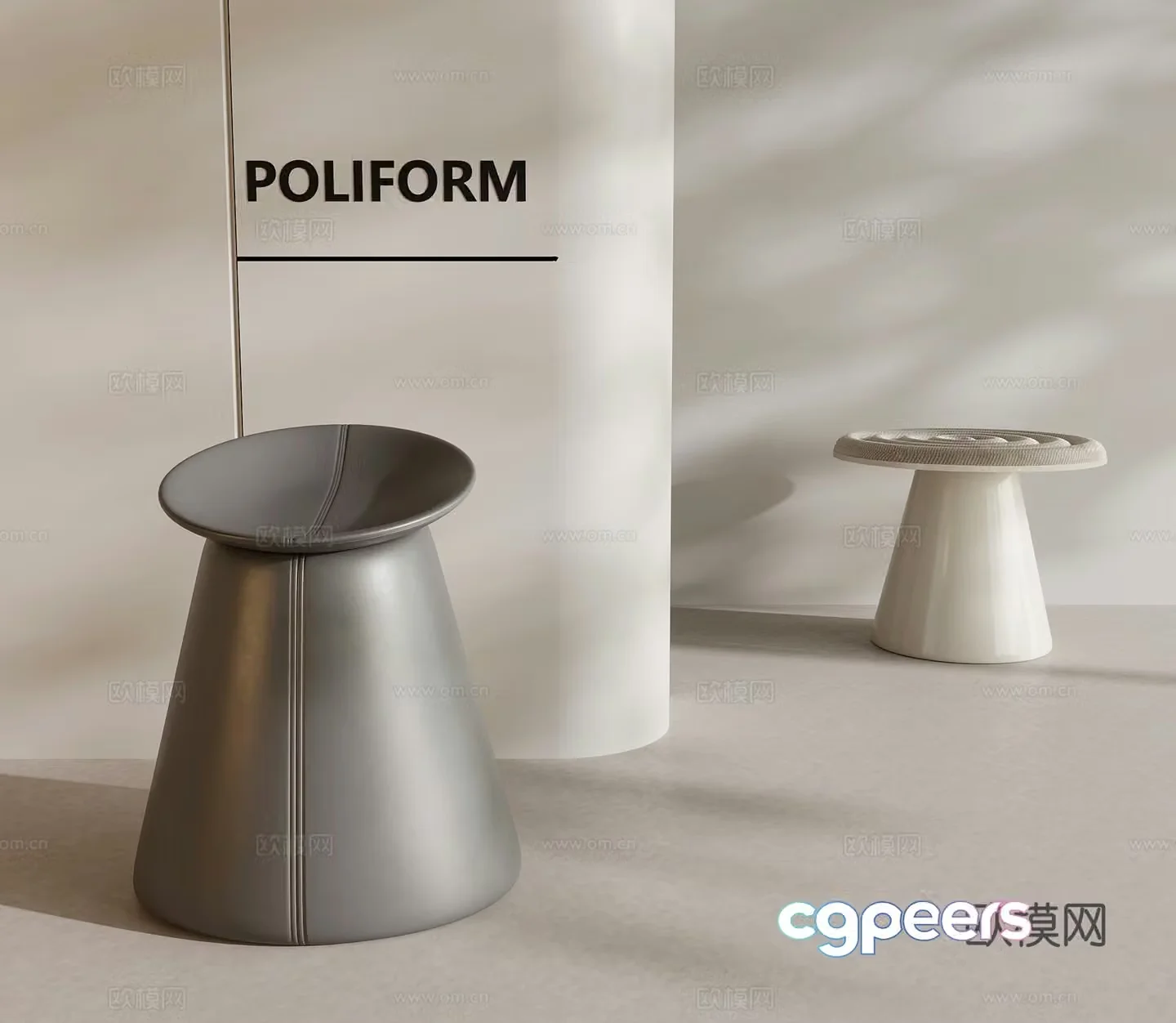 Stool Modern Cream Wind Stool Round Stool 3D Model