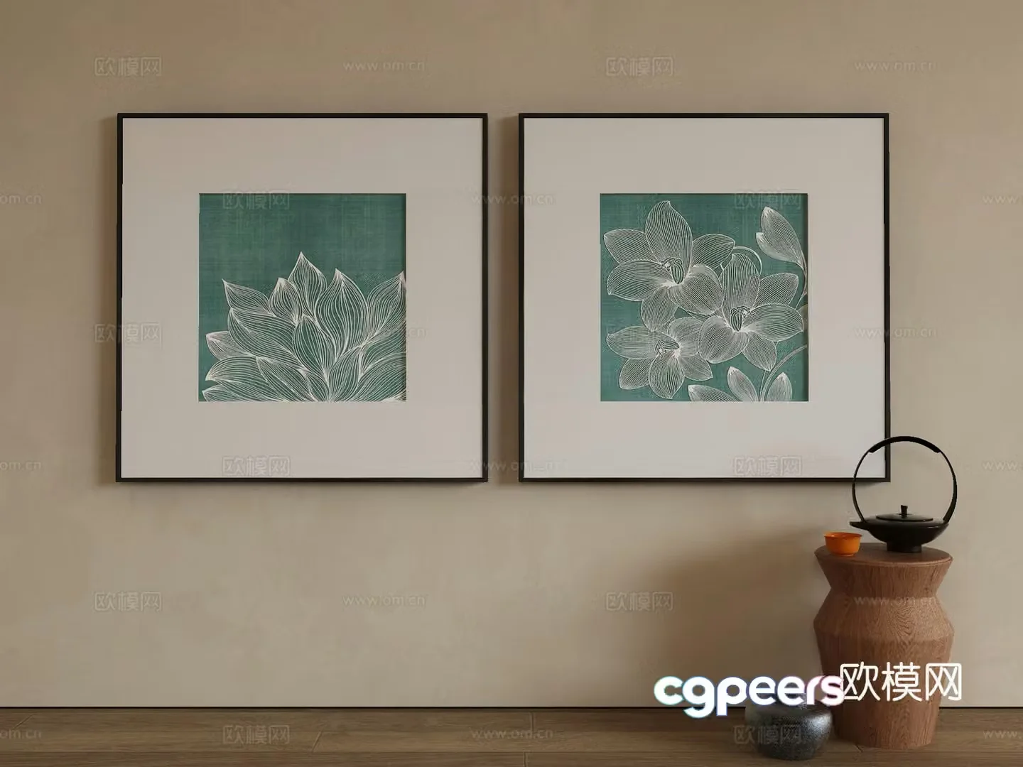 New Chinese style wasabi paintings oil paintings 3D model