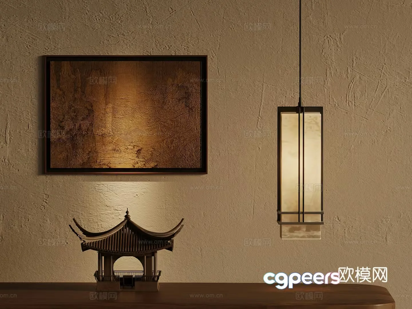 New Chinese chandeliers decorative painting 3d model 3d model
