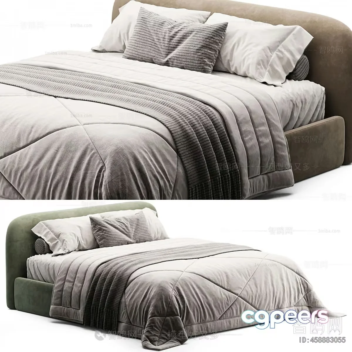 A Bed With A Headboard 3D Model – 15438 – VRAY Render