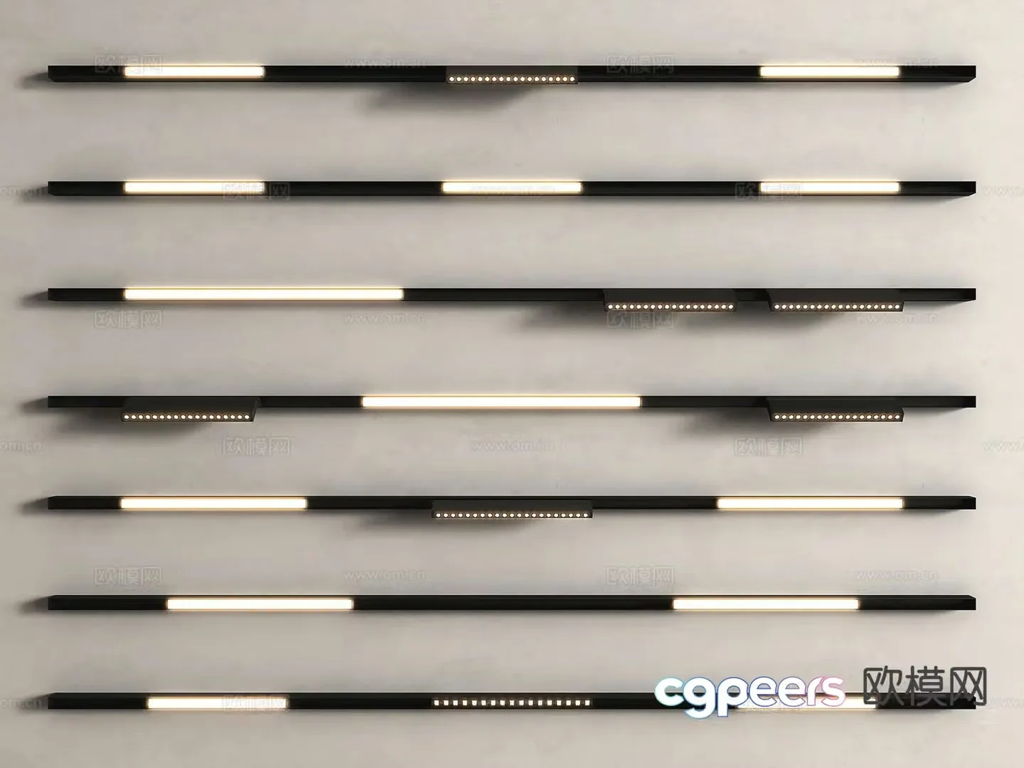 Modern magnetic light track light downlight spotlight linear light 3d model