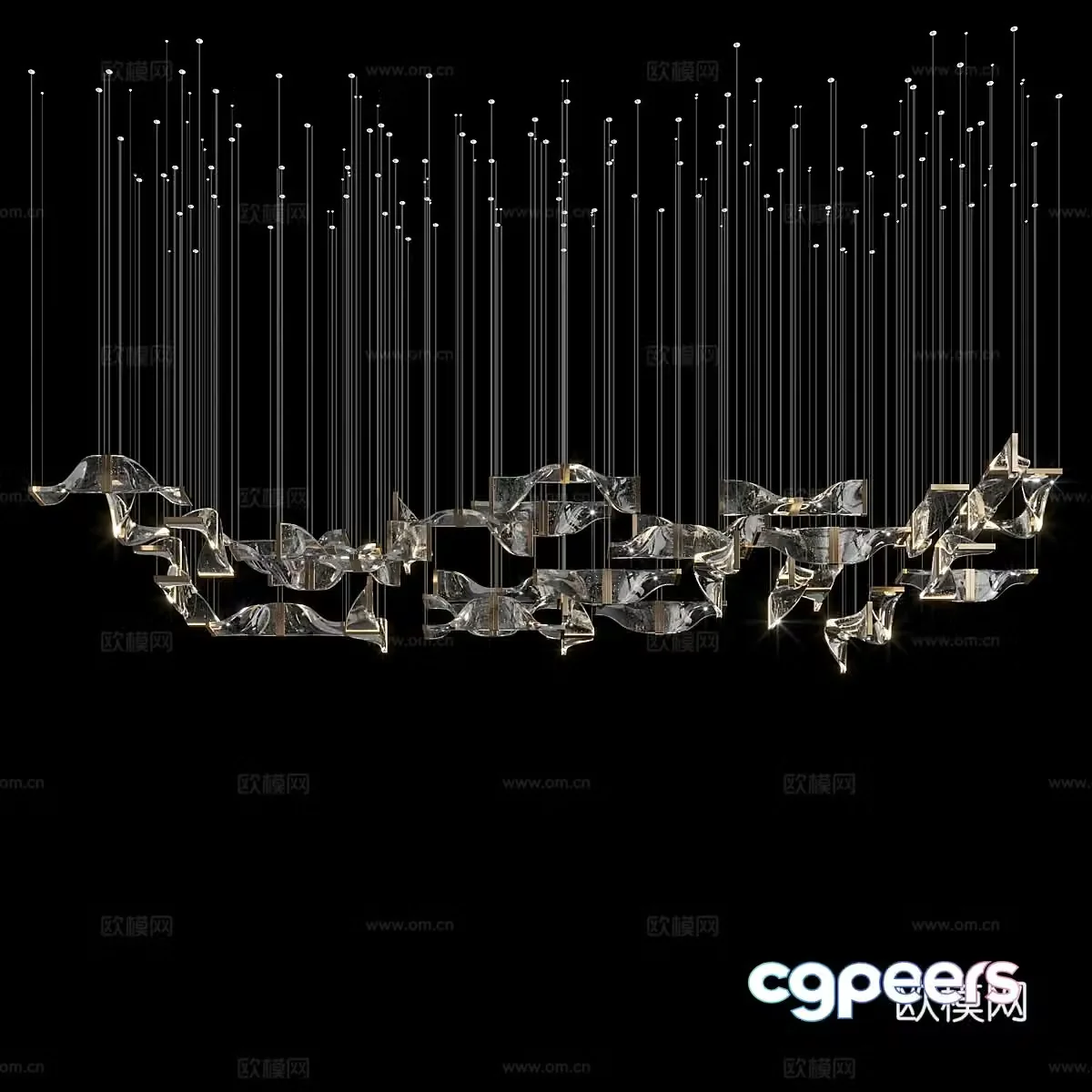 Modern Italian light luxury glass craft chandelier 3D model