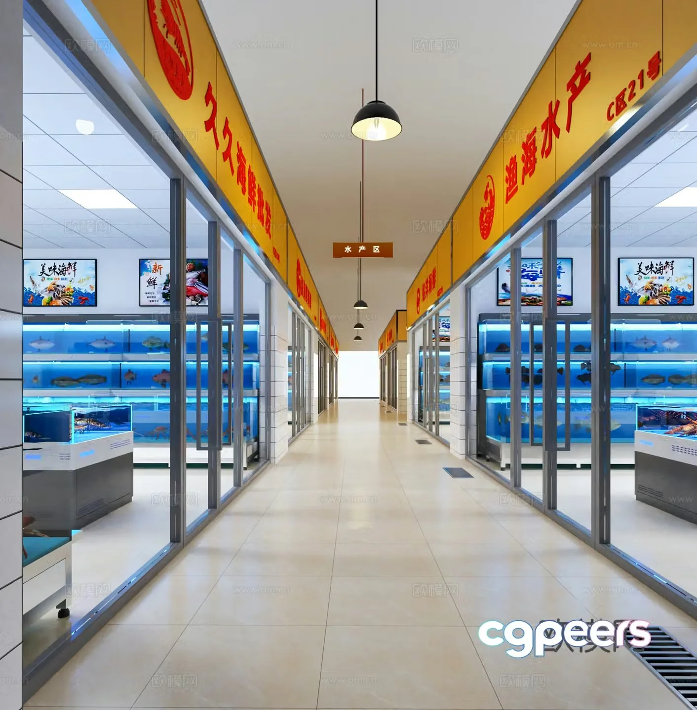 Seafood market aquatic area fish product 3D model