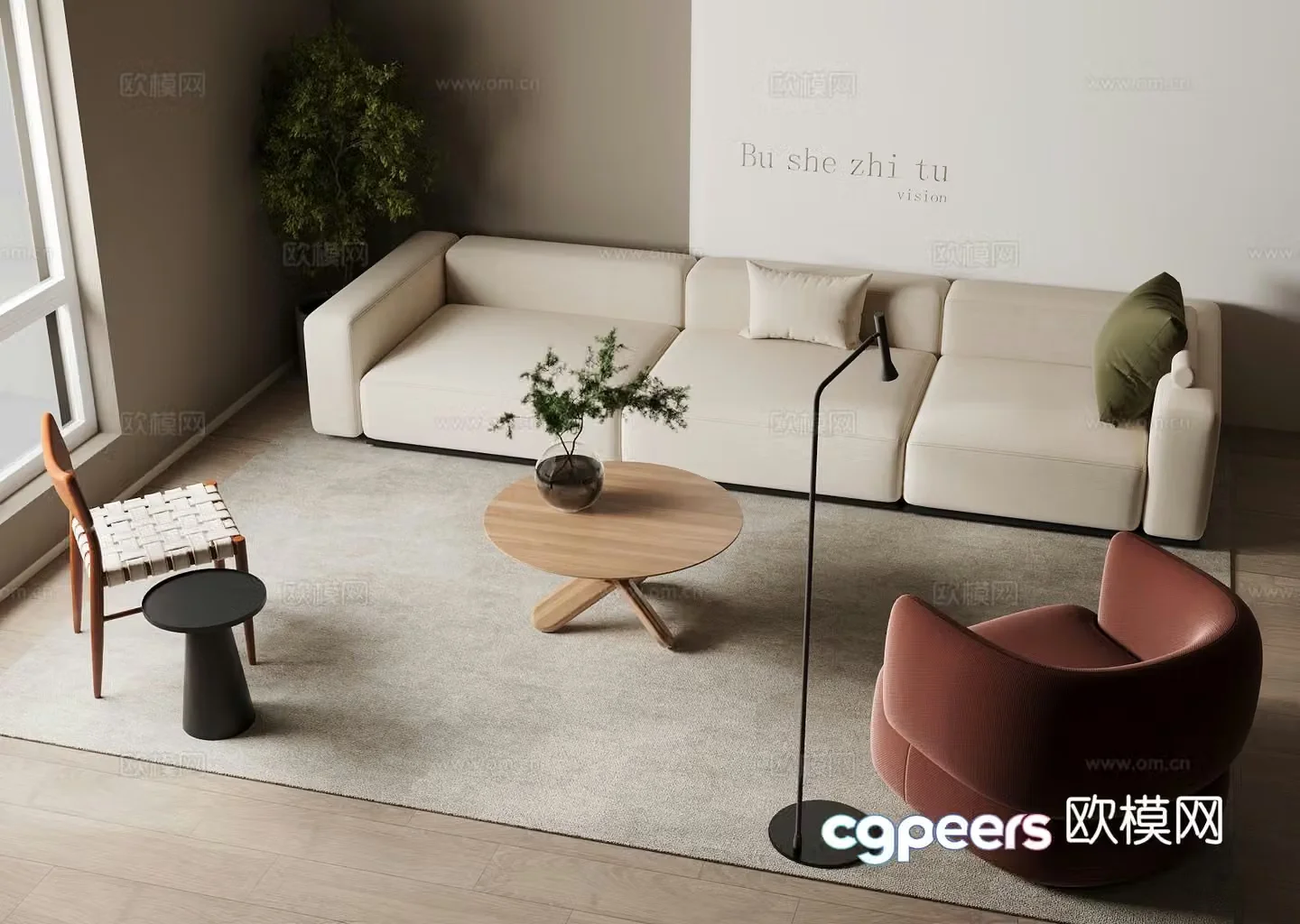 Cream style sofa modular sofa 3d model