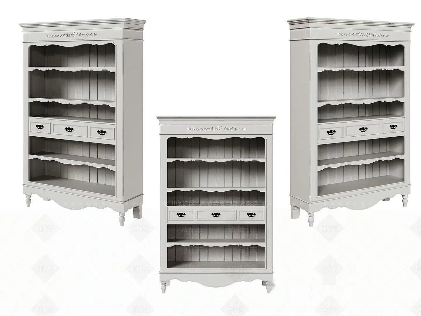 A White Bookshelf 3D Model – 3182 – VRAY Render