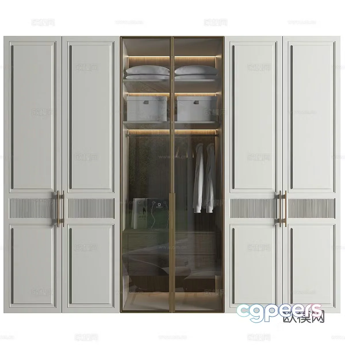 Neoclassical light luxury door wardrobe 3D model