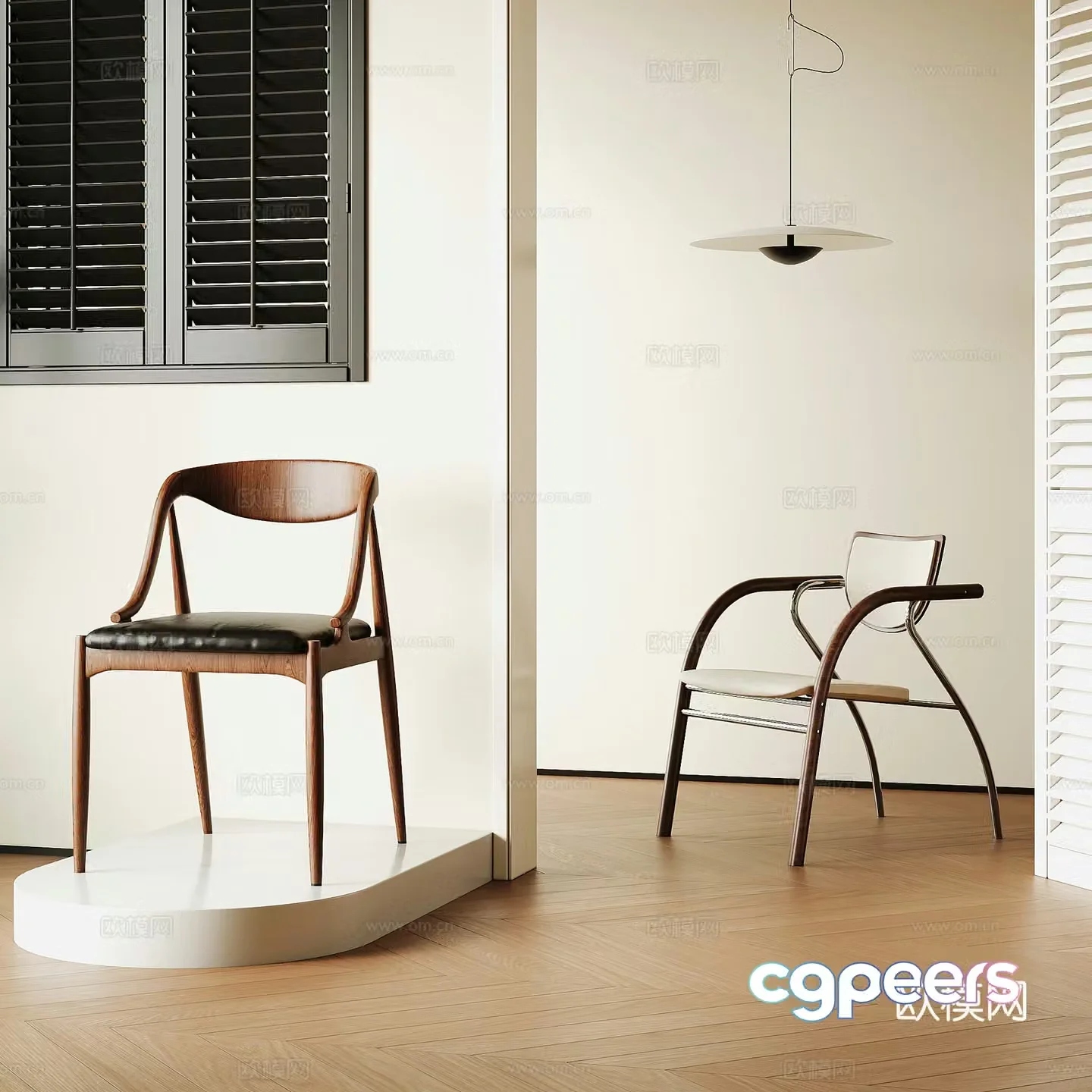 Middle style dining chair writing chair leisure chair 3d model