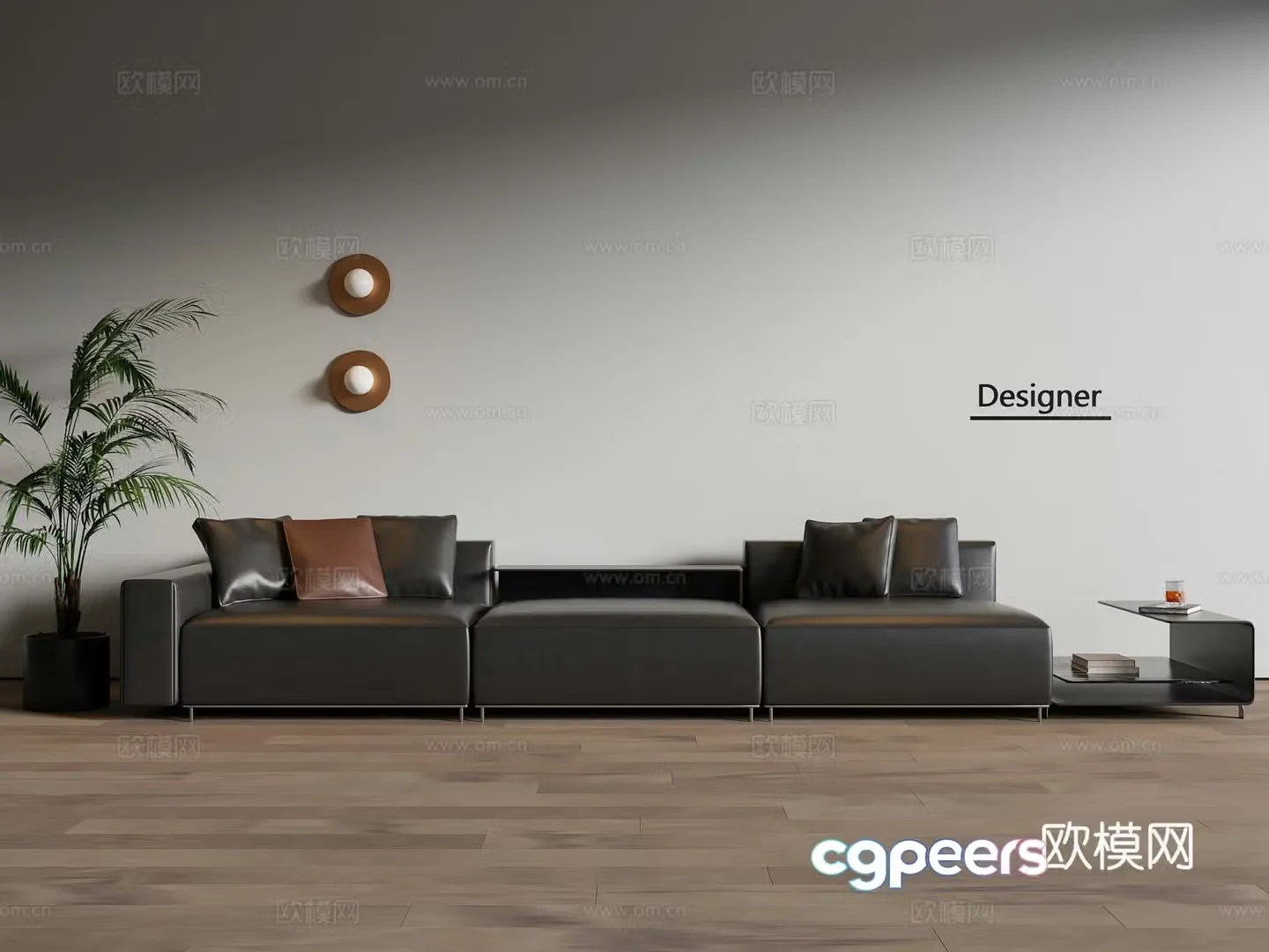 Modern Italian three-person sofa 3d model