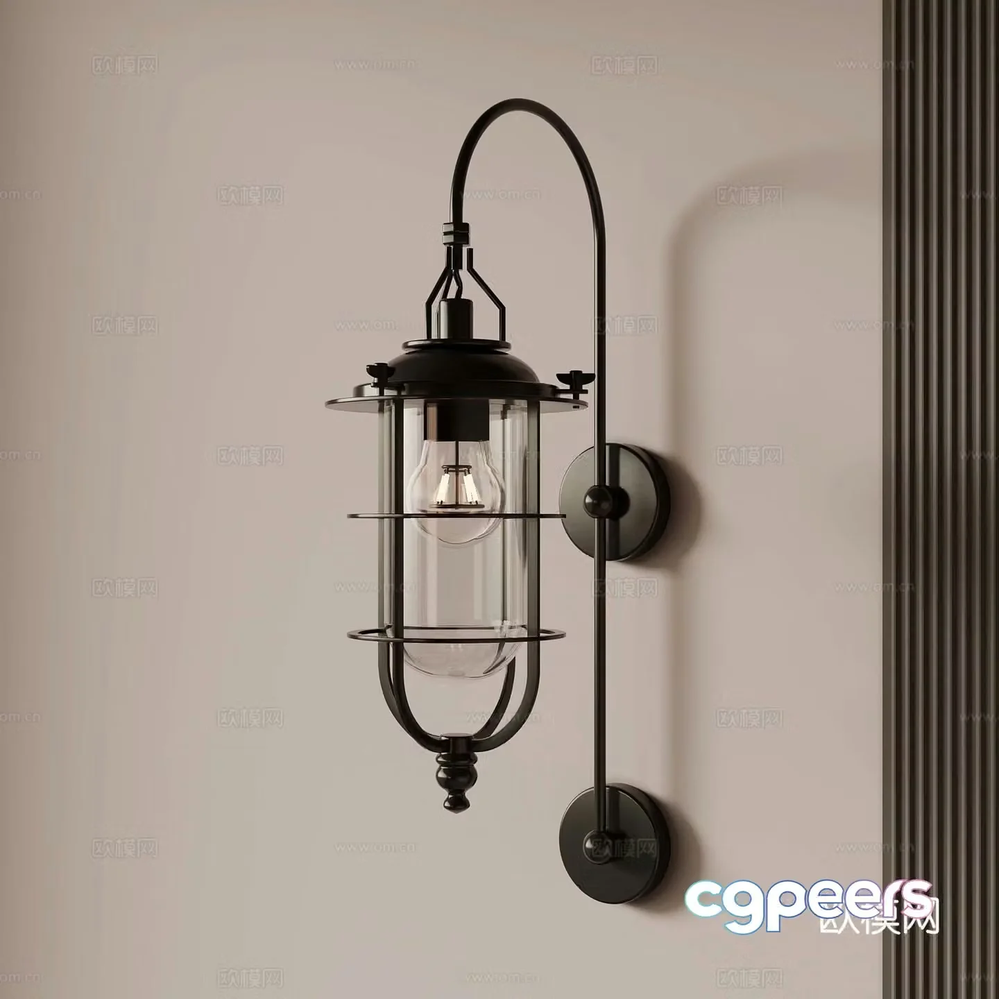 Industrial style metal wall lamp 3d model