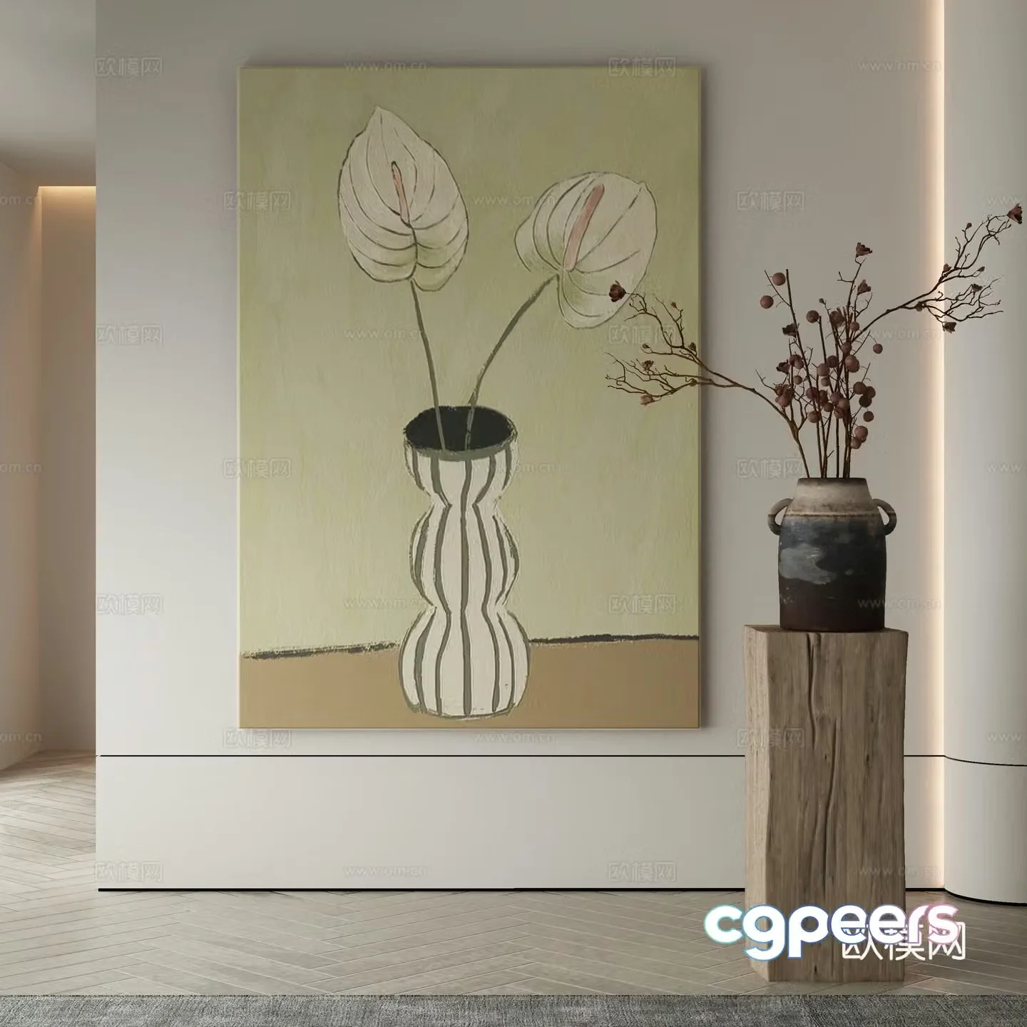 Modern Wasabi Hanging Painting Oil Painting 3D Model