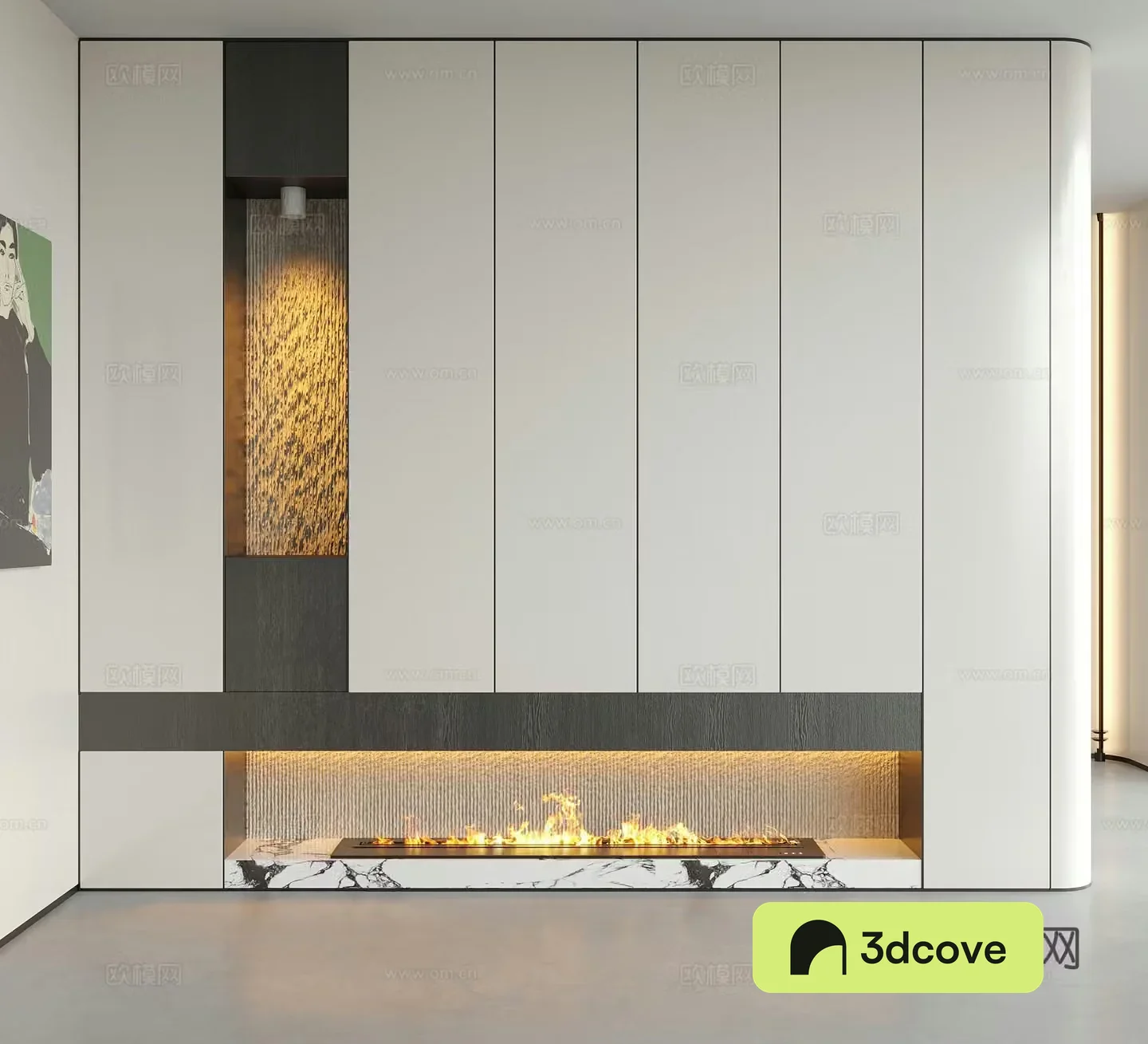 Modern decorative entrance door fireplace