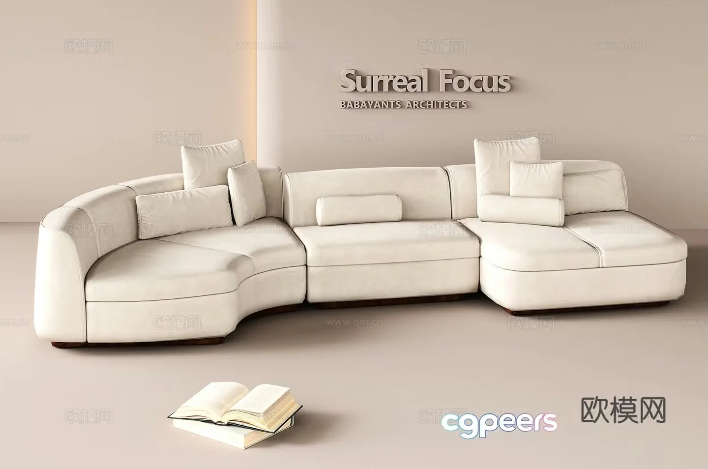 Modern multi-person curved sofa fabric sofa special-shaped sofa multi-person sofa 3D model