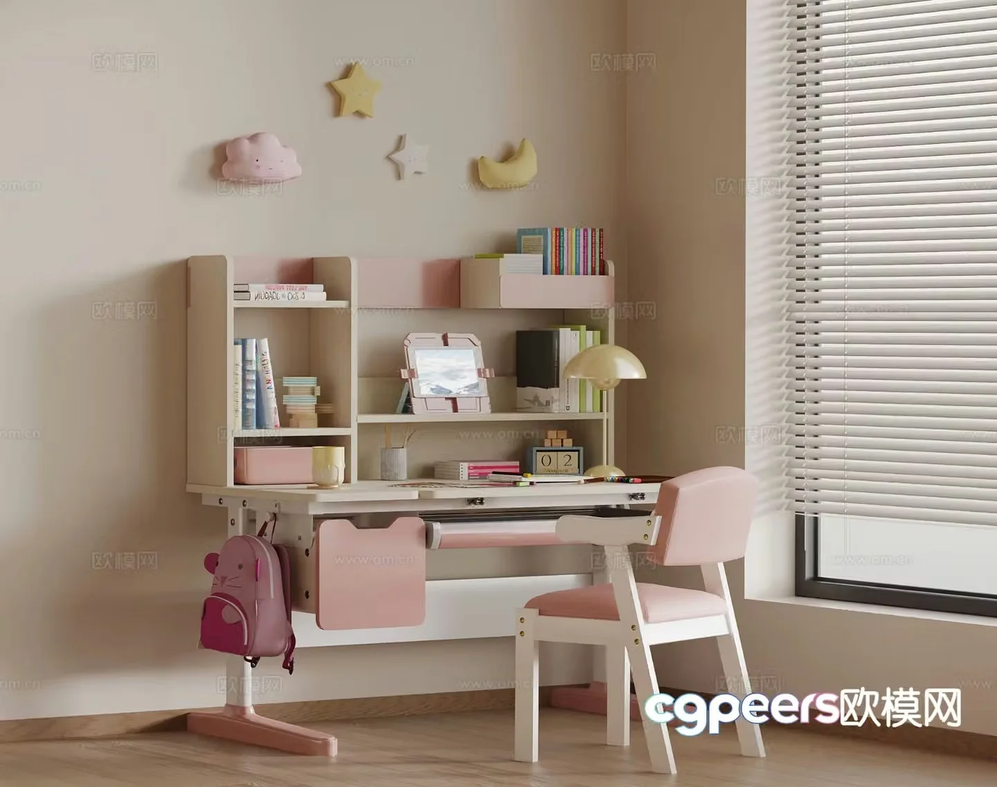 Modern children’s desk and chair study table desk and chair 3d model
