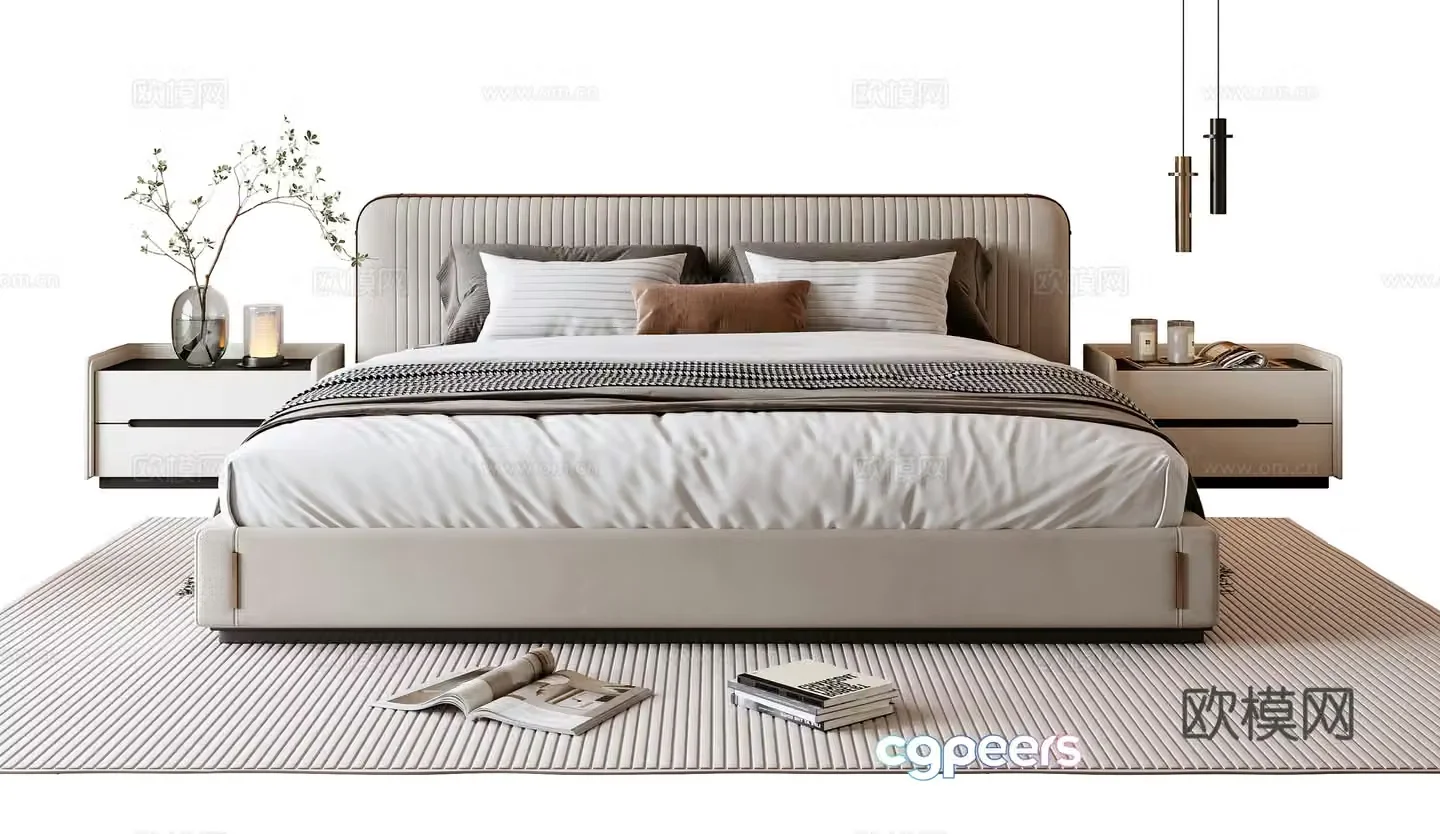 Modern double bed 3d model