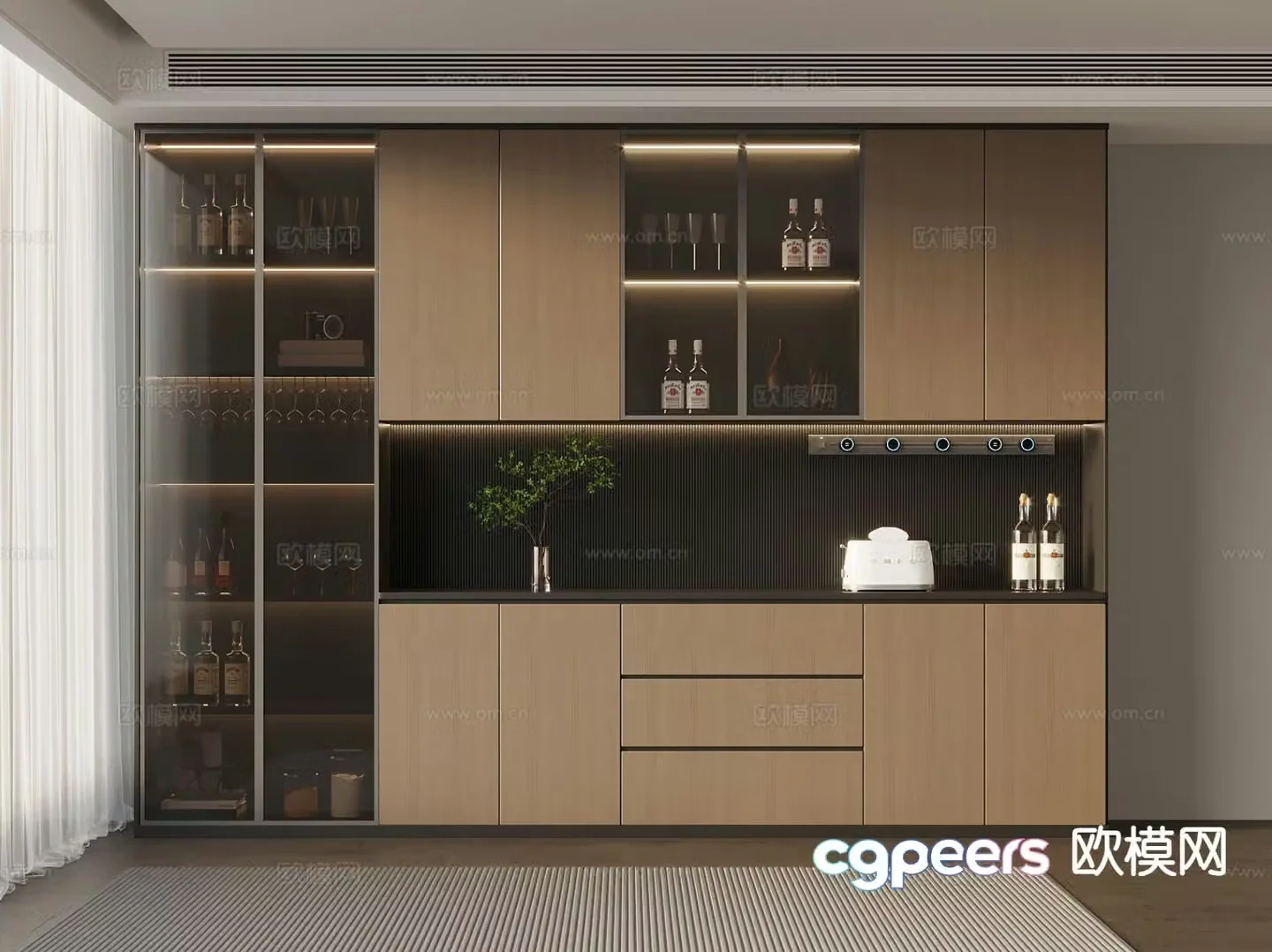 Italian wine cabinet sideboard 3d model