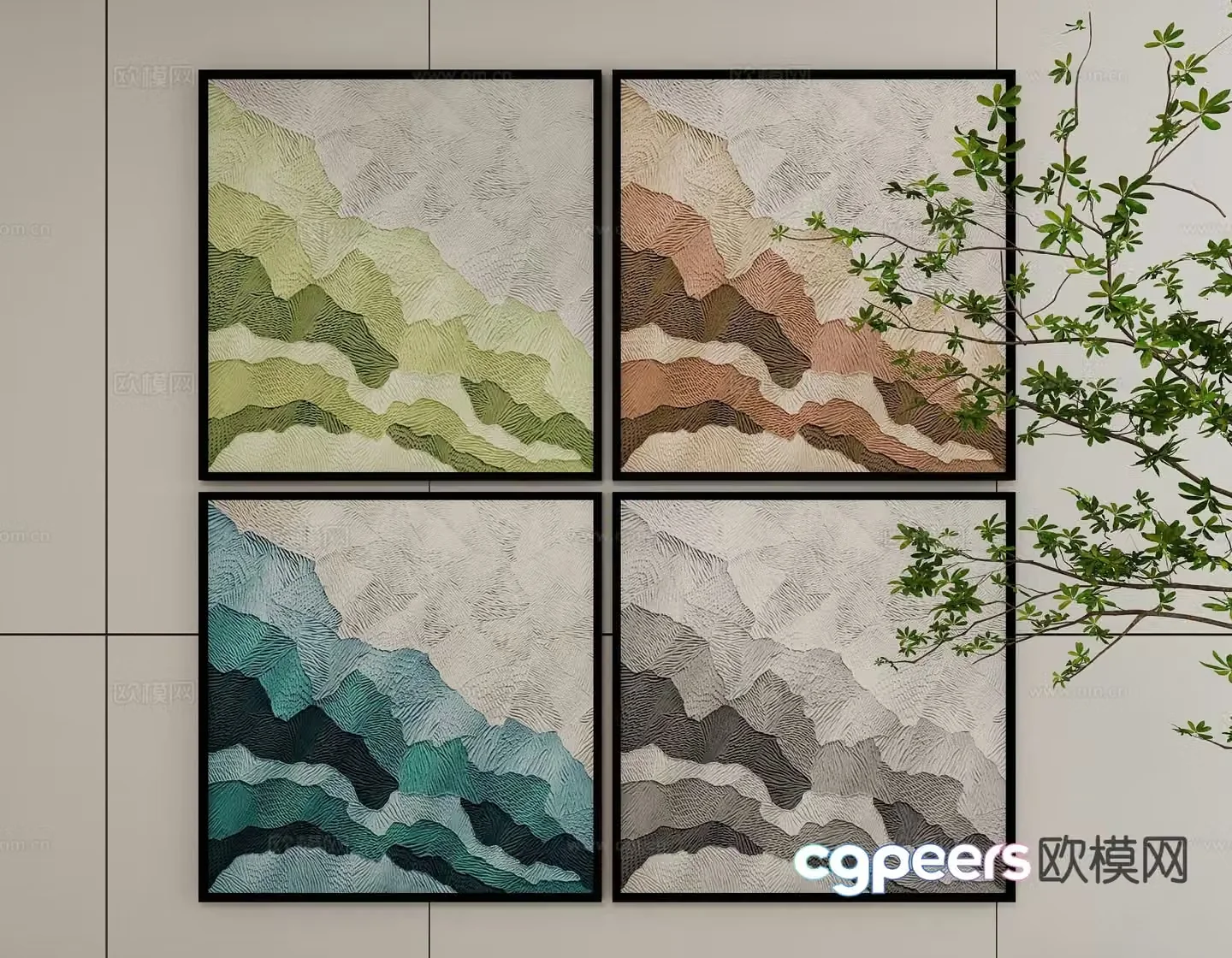 Modern art painting texture painting decorative painting 3d model