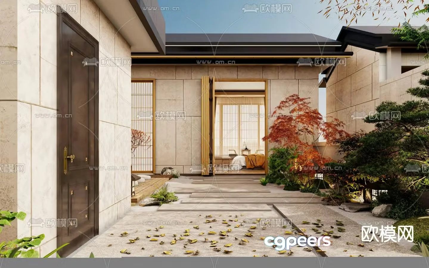 Villa courtyard garden 3d model