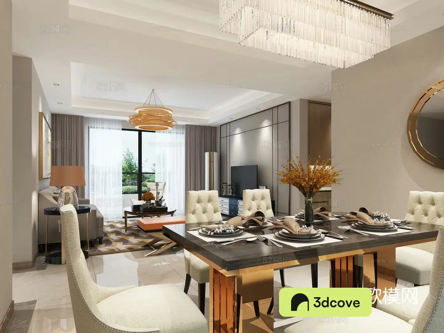 Postmodern light luxury model room metal living room