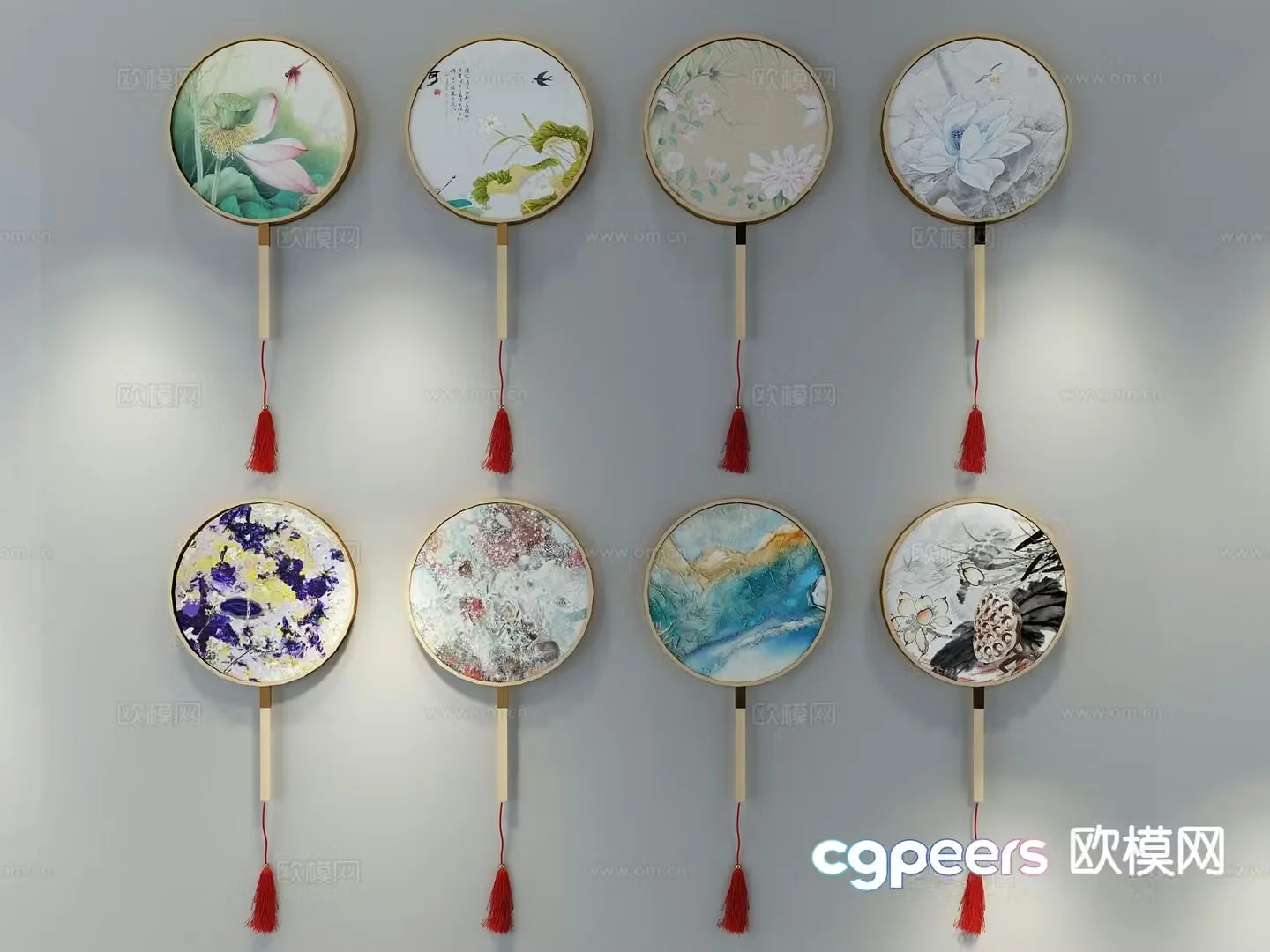 New Chinese style round fan 3D model